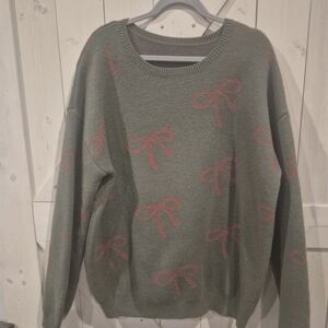 Unbranded Boutique Sweater XXL Green With Red Bows